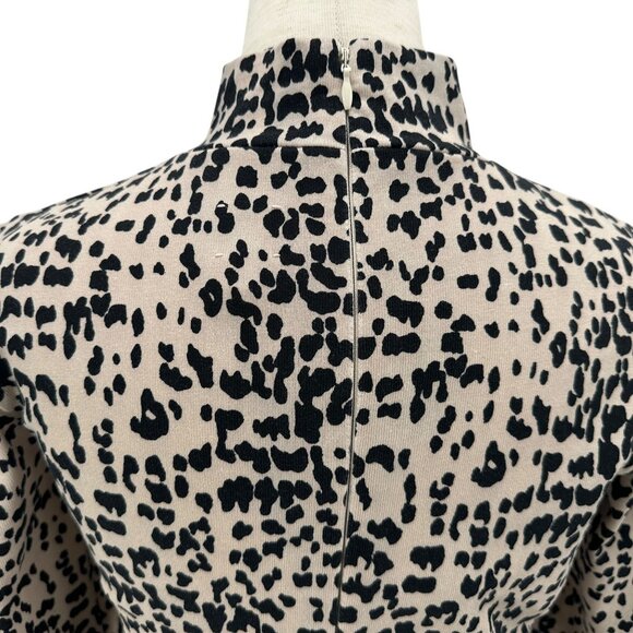 LA Vie Rebecca Taylor Womens Small Dress Animal Print High Neck Mini Tan Black - Picture 5 of 8